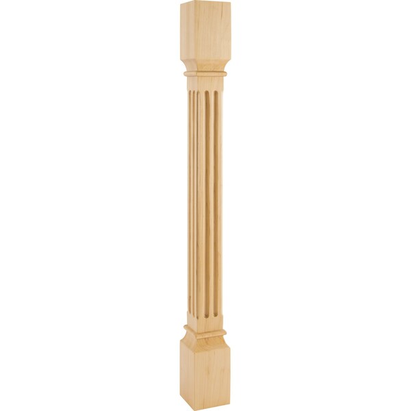 Hardware Resources 3-1/2" Wx3-1/2"Dx35-1/2"H Rubberwood Fluted Post P27-3.5-RW - main